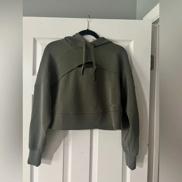 Lululemon Gray Green Cropped Hoodie - Picture 3 of 5